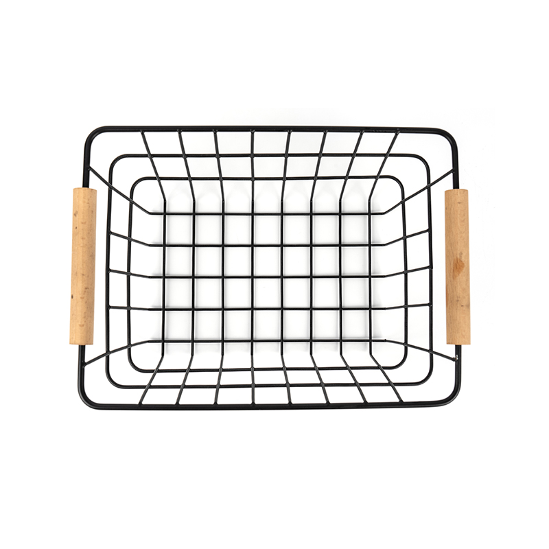 Draadopbergmanden met houten handvat voor keuken en voorraadkast