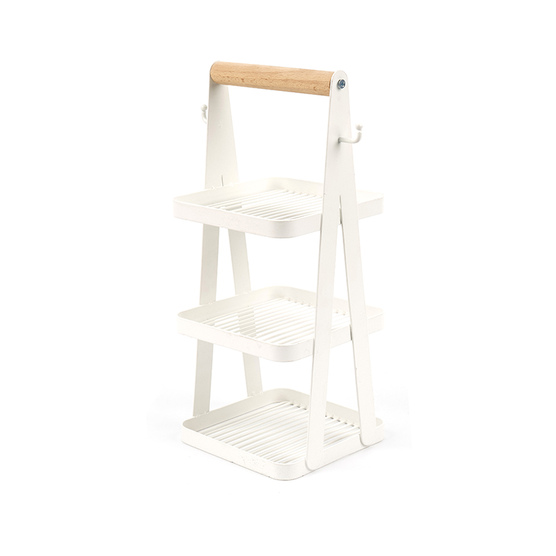 draagbare opbergmand 3-laags houten handvat