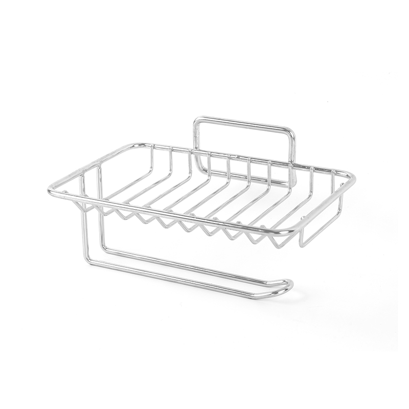 Keramische zeepbakje met zelfdrainage en roestvrijstalen standaard