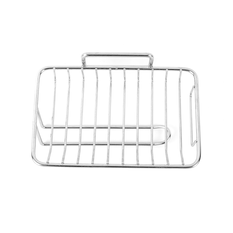 Keramische zeepbakje met zelfdrainage en roestvrijstalen standaard