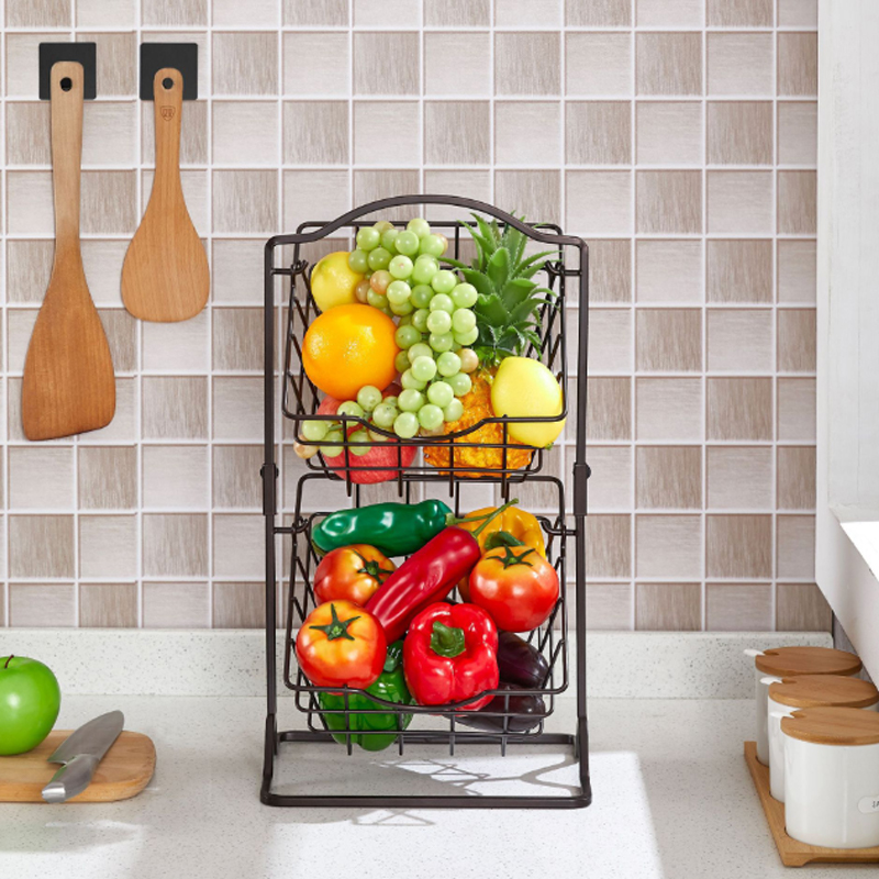 2-laags metalen fruitmand voor aanrecht